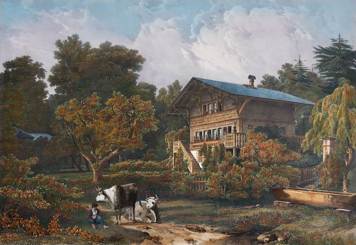 Engelmann Watercolored Lithograph View Of The Chalet Delessert In Passy Paris 1829-photo-4