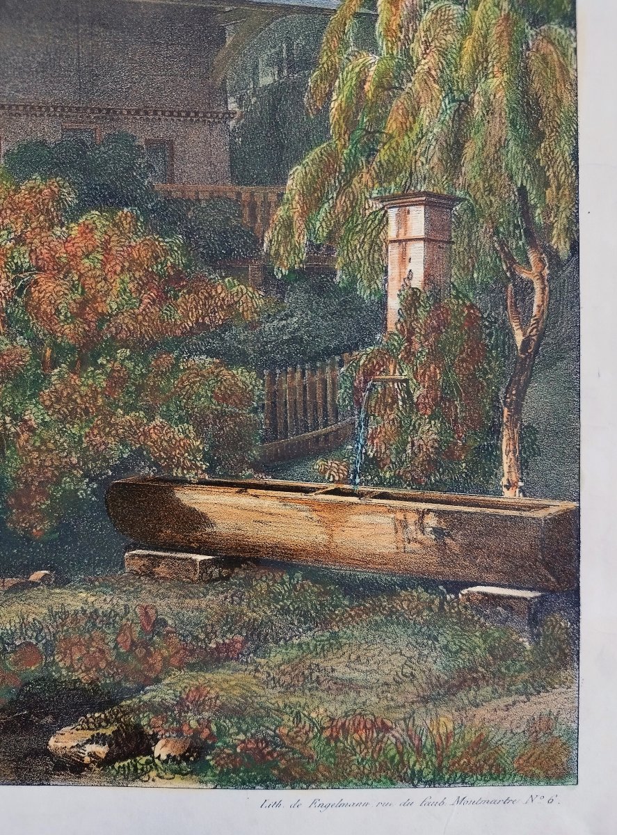Engelmann Watercolored Lithograph View Of The Chalet Delessert In Passy Paris 1829-photo-3