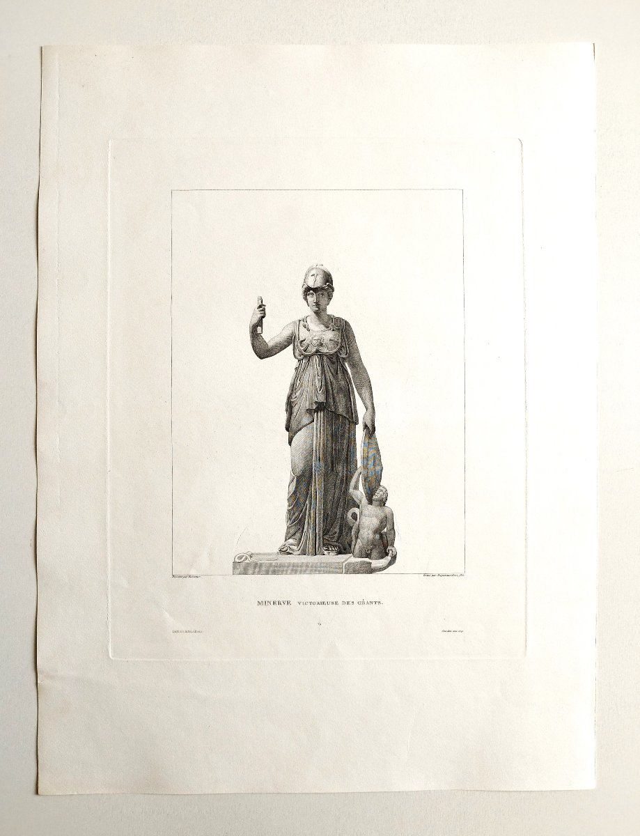 Gravure Mythologique Minerve Déesse (Athéné en  Grèce) 19ème-photo-2
