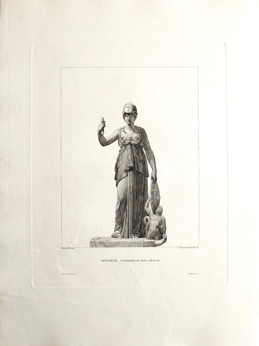 Gravure Mythologique Minerve Déesse (Athéné en  Grèce) 19ème-photo-3