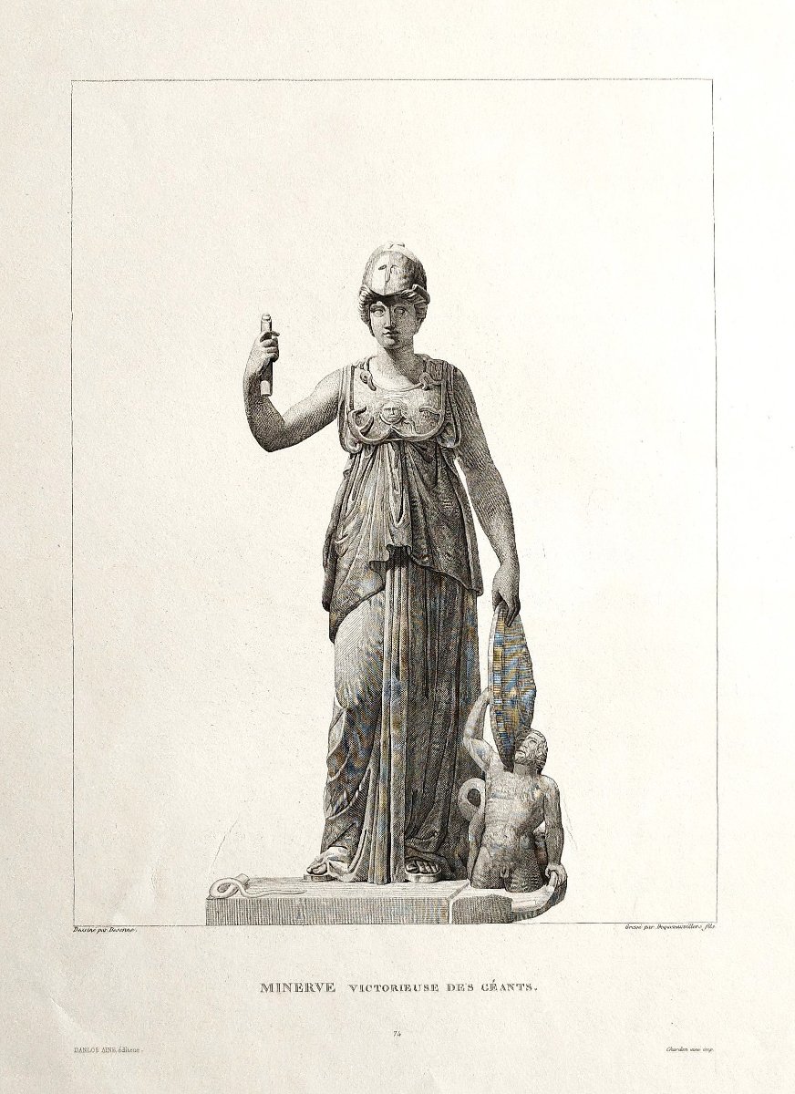 Gravure Mythologique Minerve Déesse (Athéné en  Grèce) 19ème-photo-4