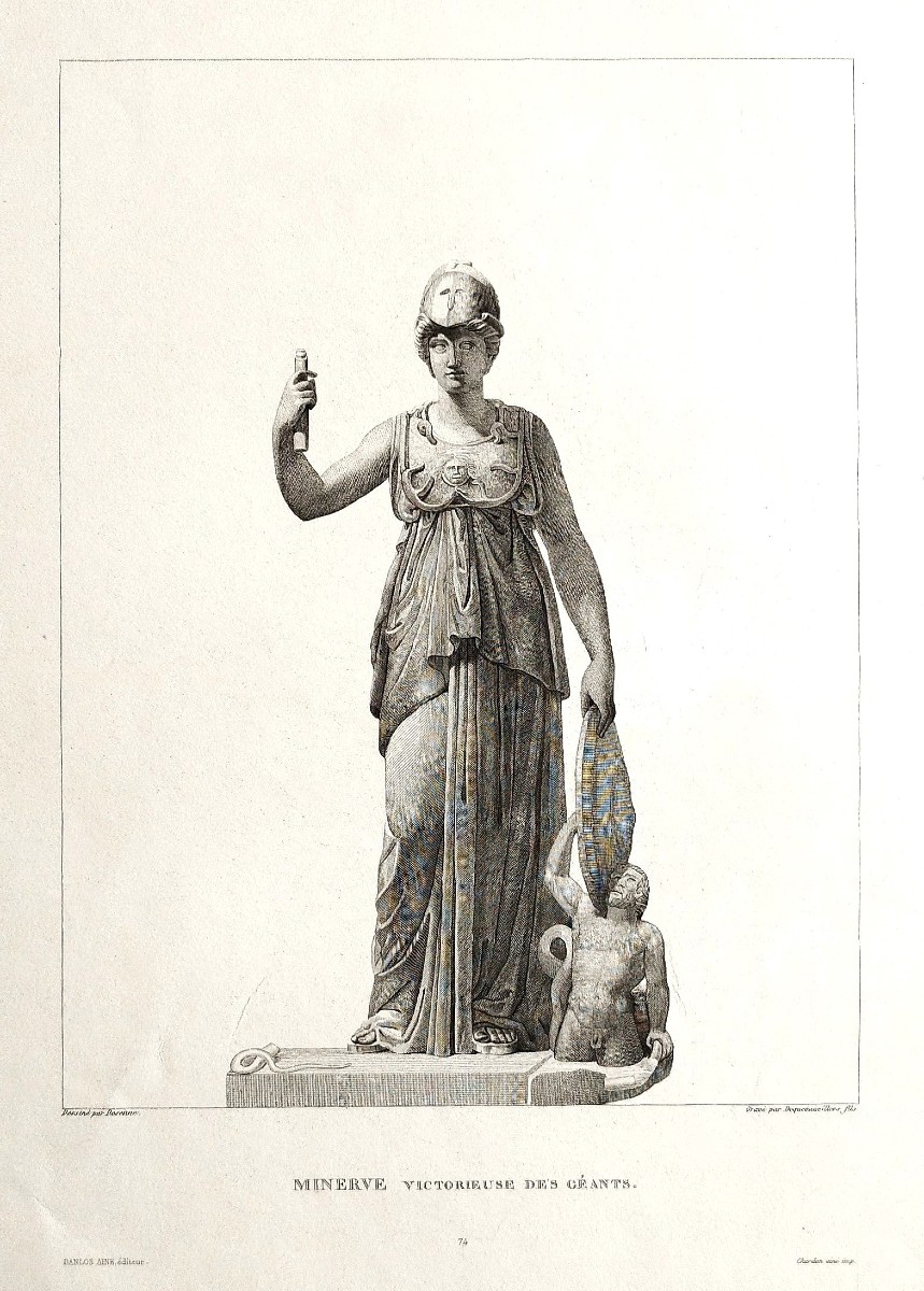 Gravure Mythologique Minerve Déesse (Athéné en  Grèce) 19ème