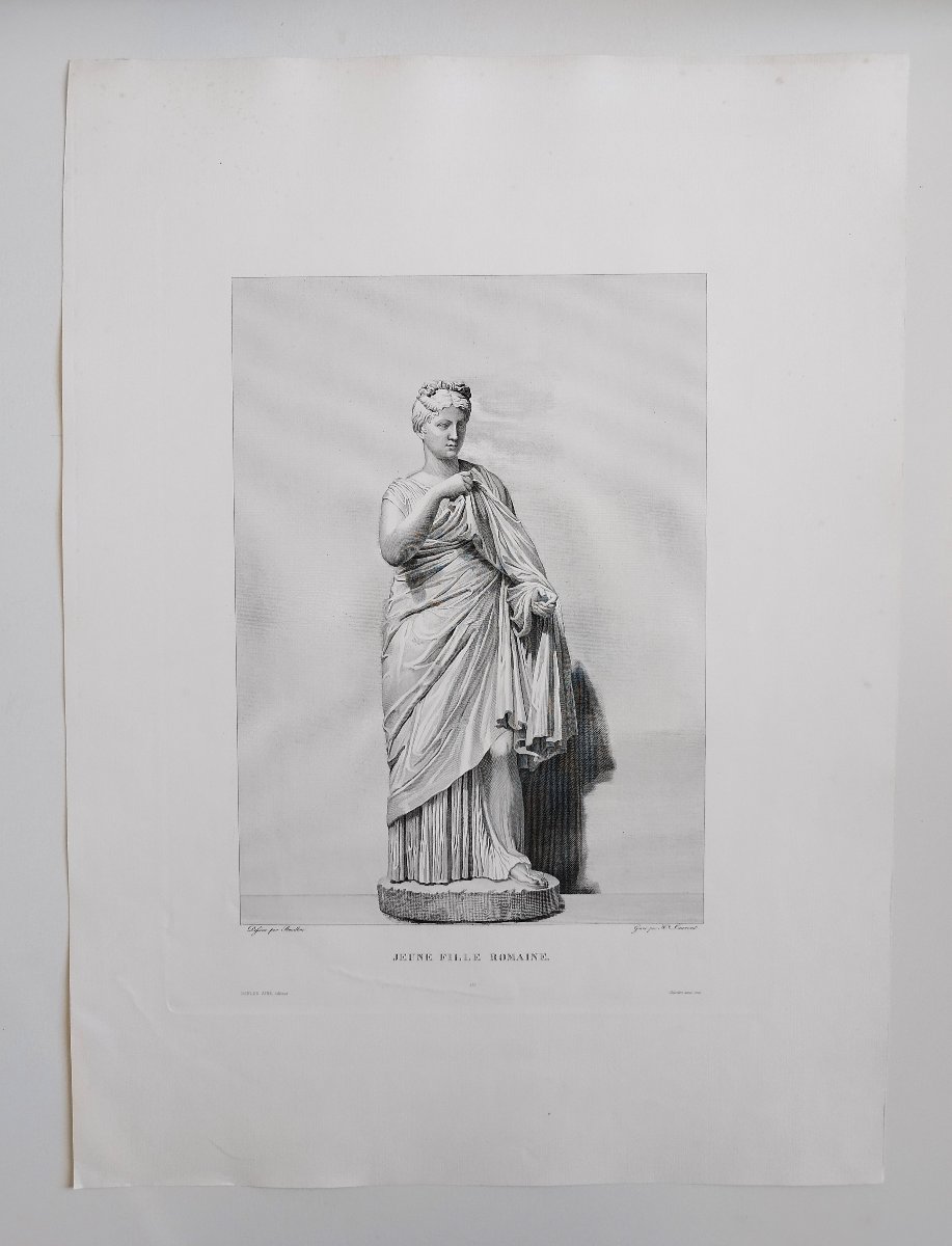 Fille Fille Romaine Gravure Mythologique Déesse Grecque 19ème-photo-2