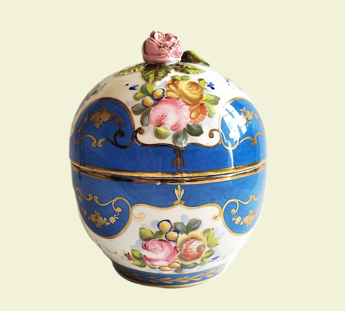 Hand Painted Porcelain Box Large 19th Century 