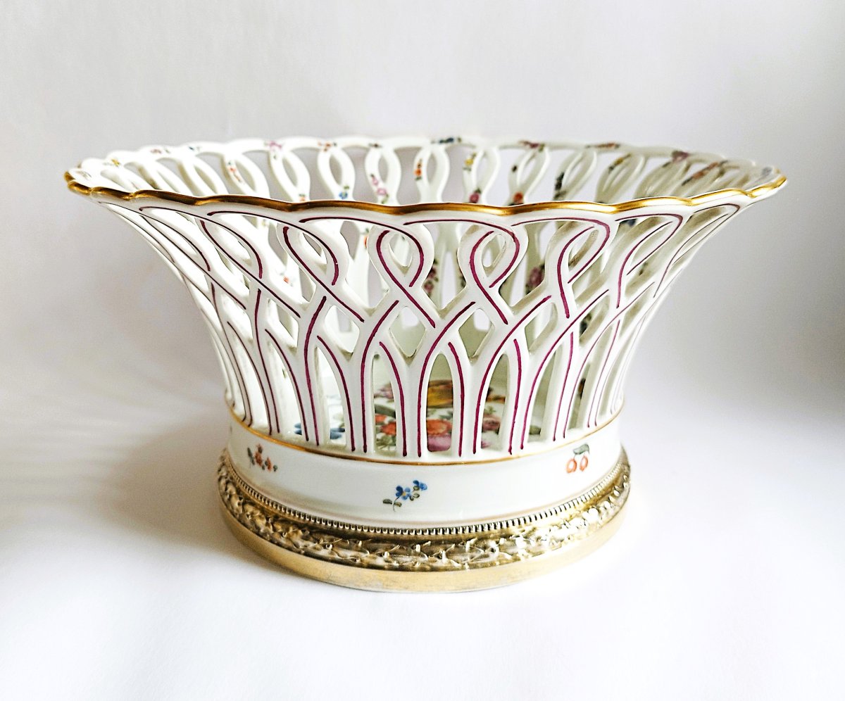 Porcelaine Dresden Allemagne Coupe Ajourée XIXème-photo-2