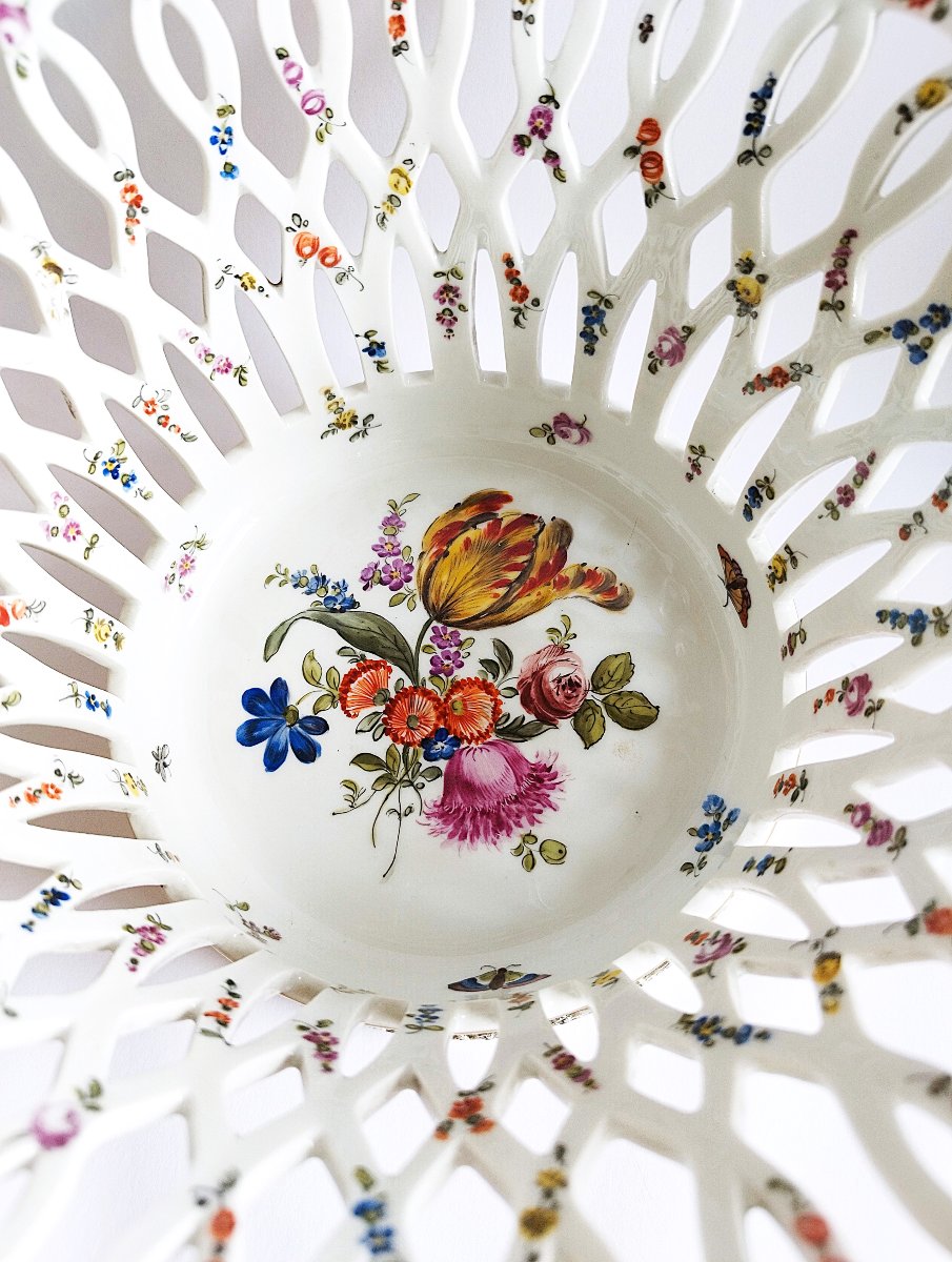 Porcelaine Dresden Allemagne Coupe Ajourée XIXème-photo-4