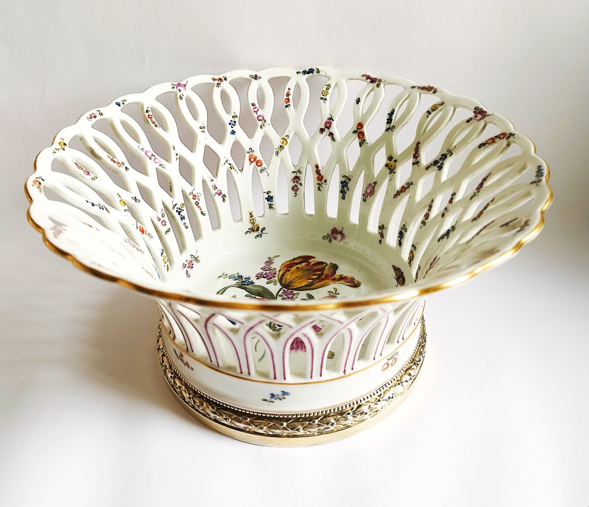 Porcelaine Dresden Allemagne Coupe Ajourée XIXème