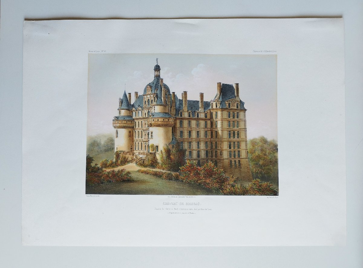  Château De Brissac Lithographie Aquarellée De Victor Petit 19ème-photo-2