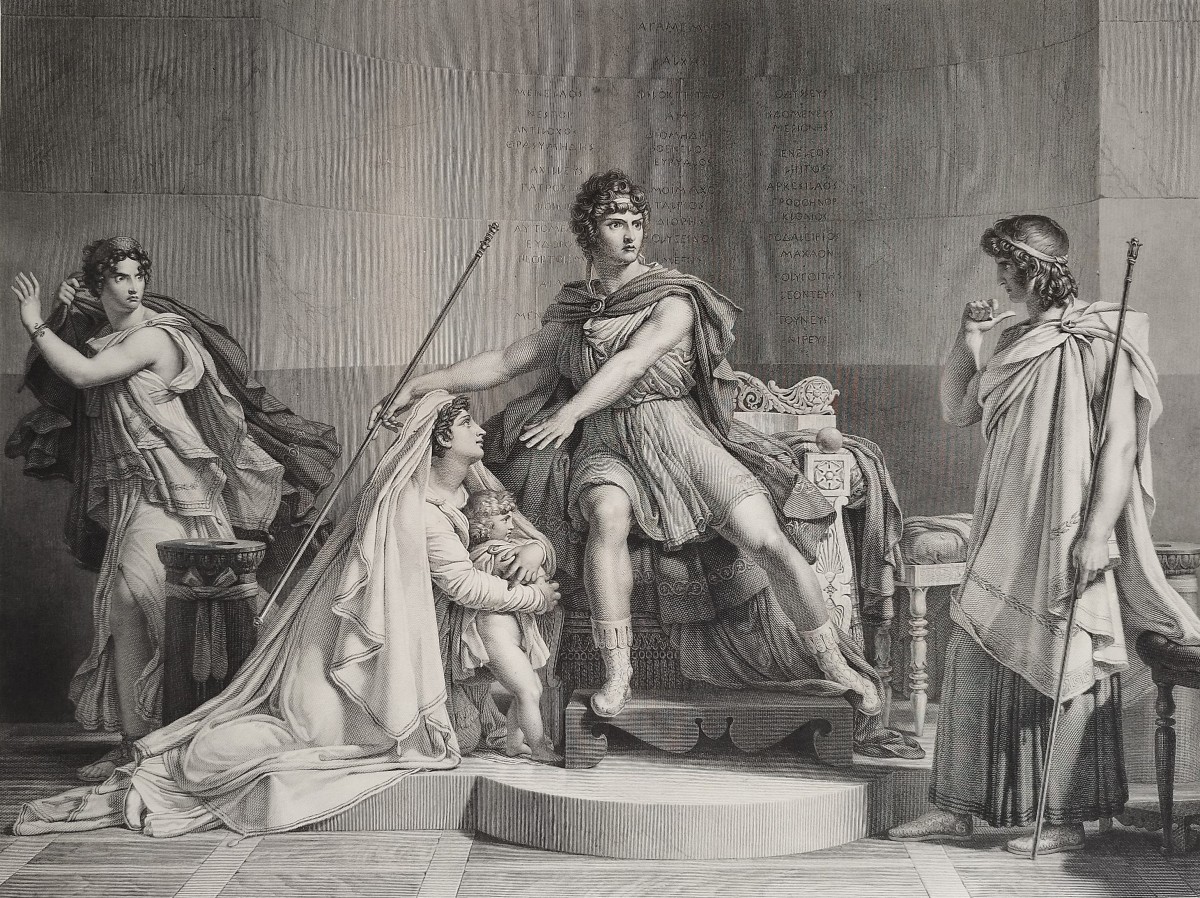 Etching Mythological Engraving Andromache By Richomme After Guérin, 19th C Old Print-photo-4