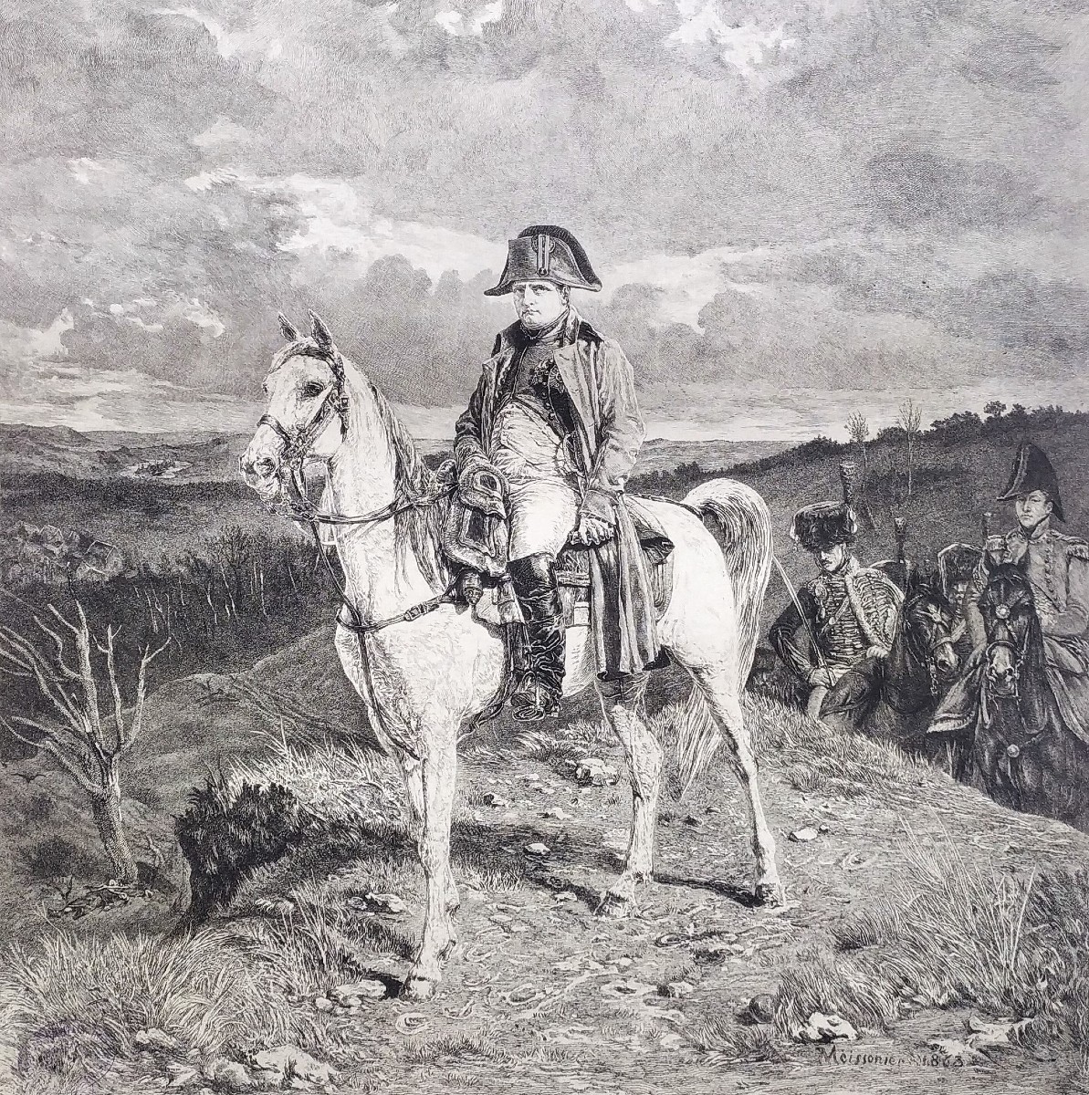  Napoléon Bonaparte sur le cheval Marengo Gravure d'Après Meissonier 20ème-photo-2
