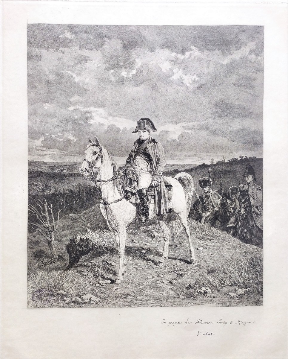  Napoléon Bonaparte sur le cheval Marengo Gravure d'Après Meissonier 20ème
