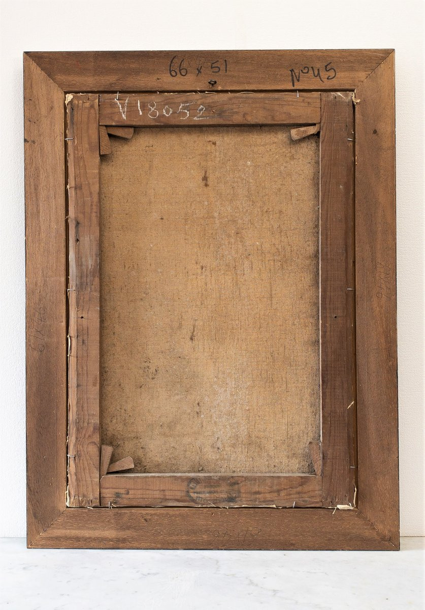 Paysage d'Hiver Tableau Huile Sur Toile Par G. Von Sparvenfält Peintre Suédois 20ème-photo-1