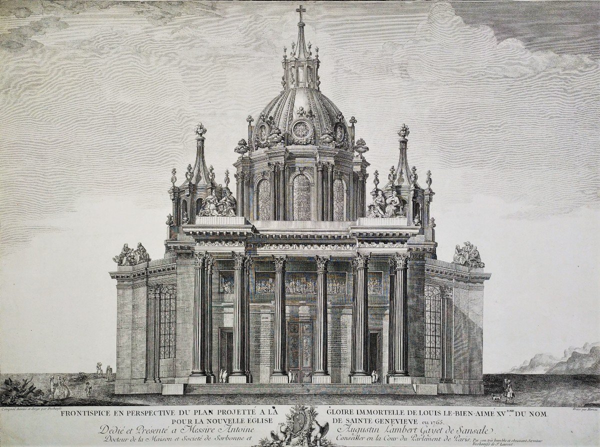 Etching Pantheon Project Architecture Engraving 18th Century -photo-3