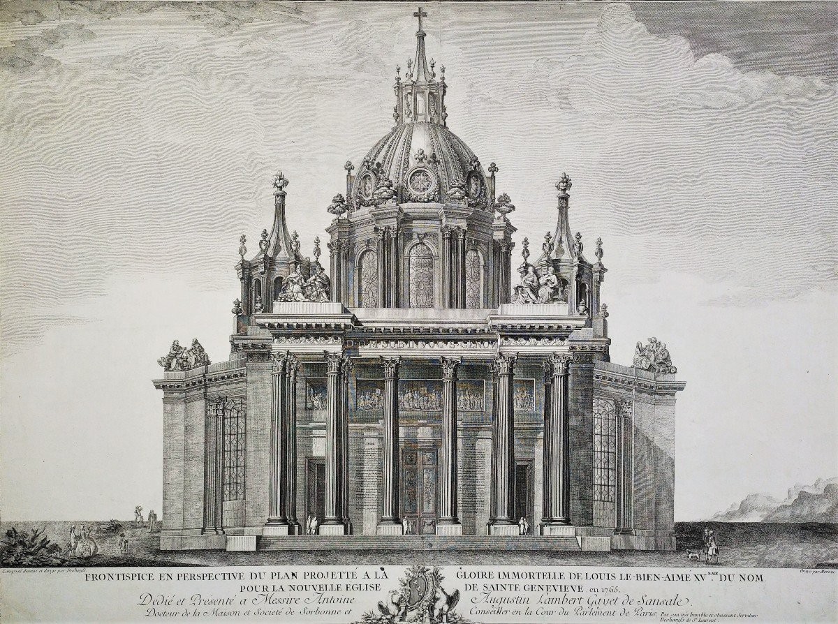 Etching Pantheon Project Architecture Engraving 18th Century 
