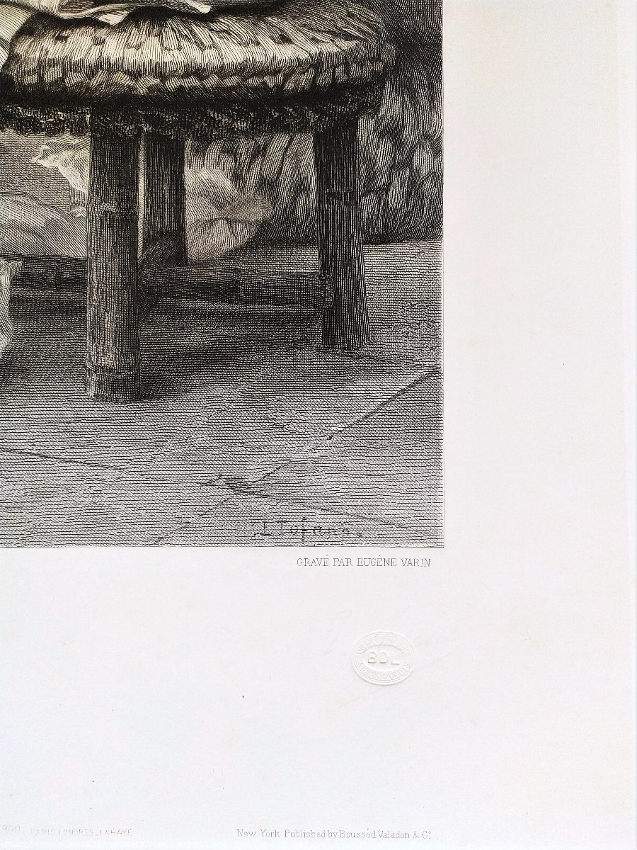 Etching Large Romantic Engraving After Tofano 19th C-photo-1