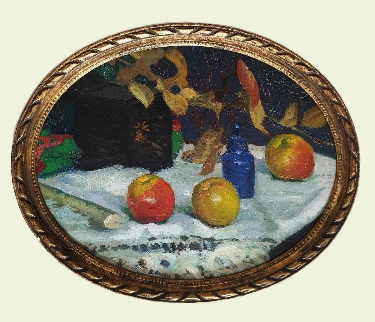 Oil Painting  Still Life By Georges Zezzos 20th Century