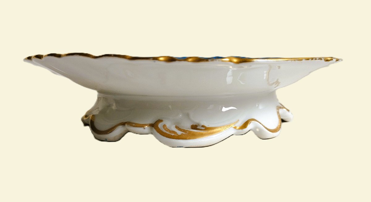  Hand Painted Porcelain Dish Cake Stand On Pedestal With Roses And Flowers-photo-1