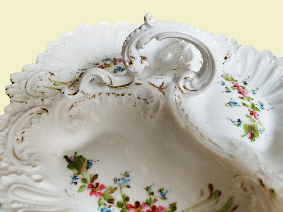 Porcelaine ancienne peinte main décor fleurs Serviteur à compartiments-photo-1