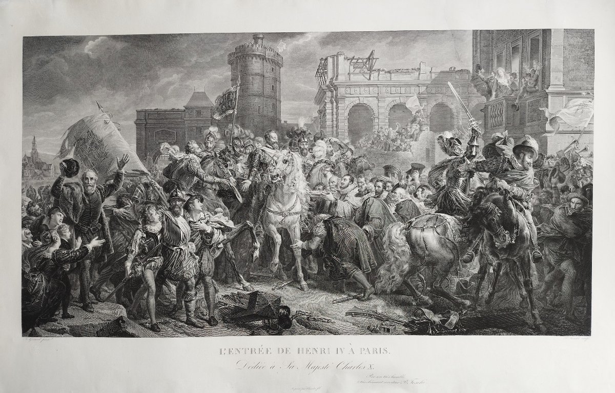 Henri IV  à Paris grande gravure de Paolo Toschi d'après François Gérard 19ème-photo-2