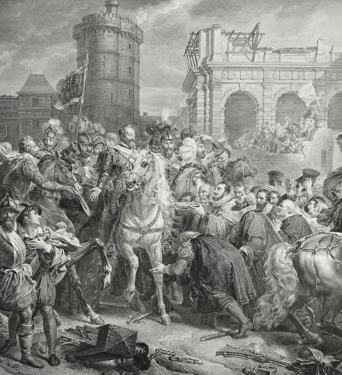 Henri IV  à Paris grande gravure de Paolo Toschi d'après François Gérard 19ème-photo-2