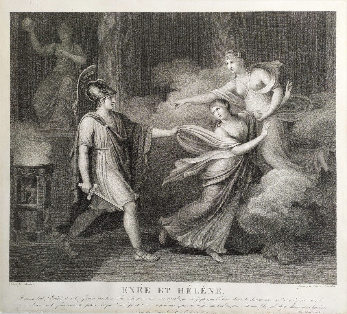 Gravure mythologique 19ème Époque Empire néo classique -photo-3
