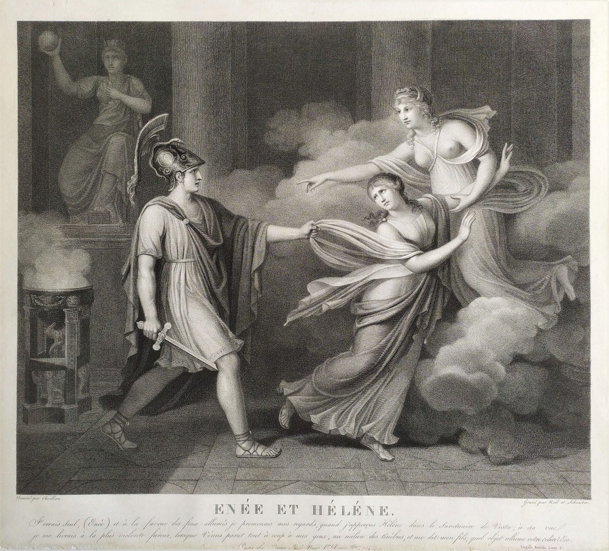 Gravure mythologique 19ème Époque Empire néo classique 