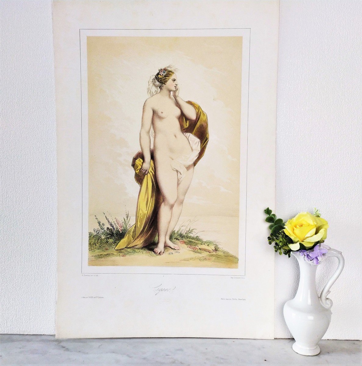 Lithographie mythologique déesse grecque Cyane par Devéria -photo-2