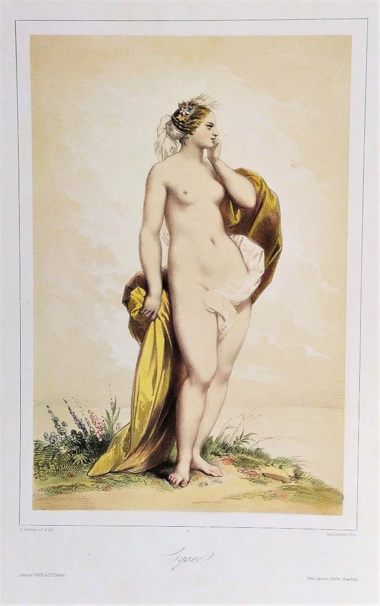 Lithographie mythologique déesse grecque Cyane par Devéria -photo-3