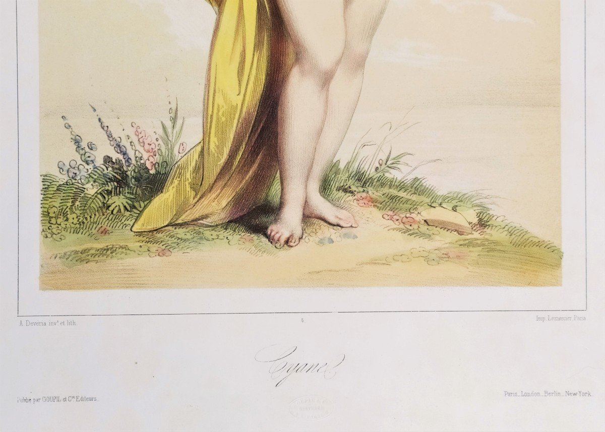 Lithographie mythologique déesse grecque Cyane par Devéria -photo-1