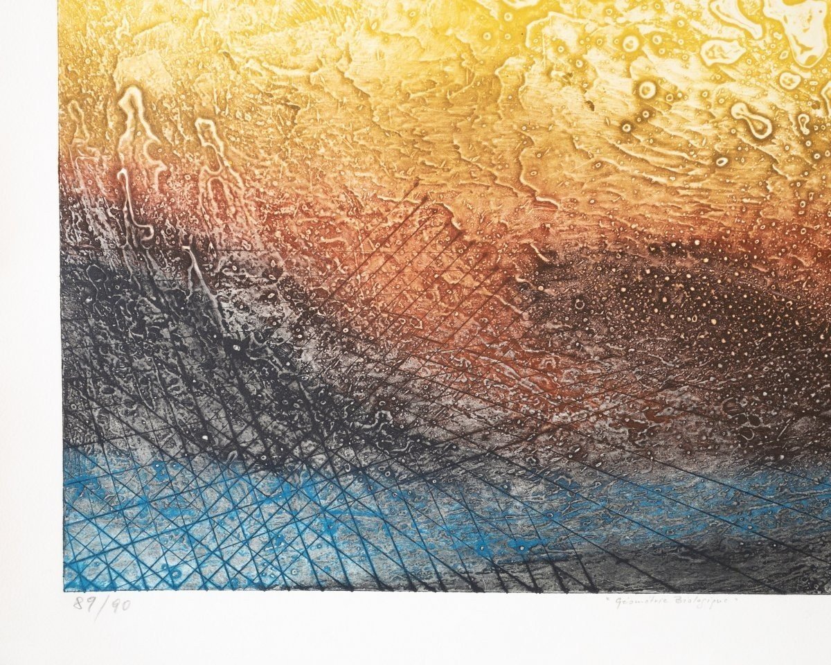 Grande gravure 20ème Abstraction -photo-2