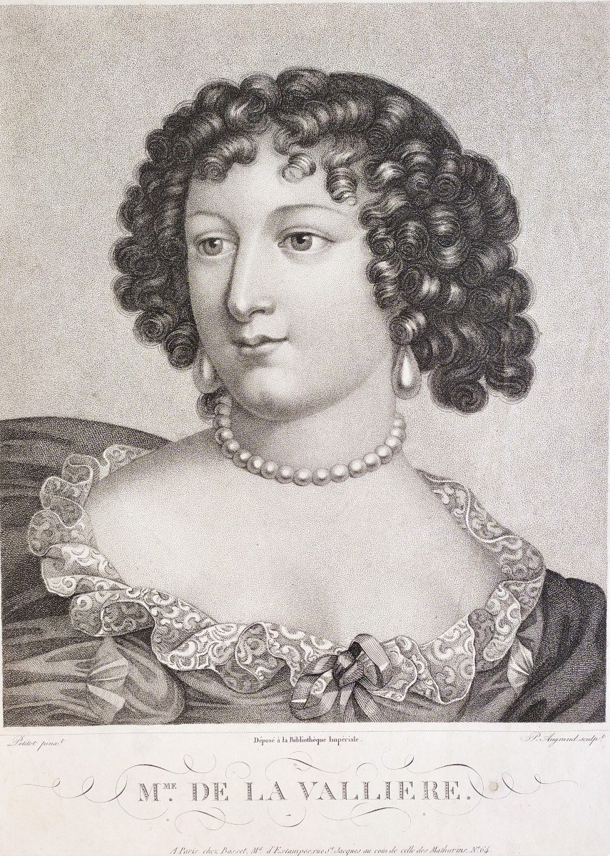 Etching Historical Portrait Of A Lady Louise De La Lavallière 19th C Old Print -photo-4