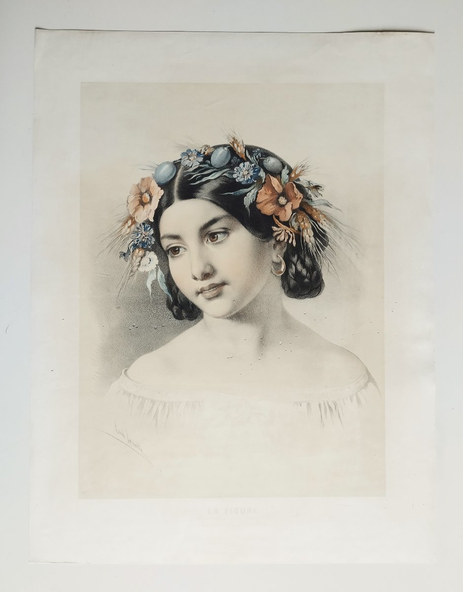 Creole Portrait Of A Woman, Lithograph, Lassalle, 19th Century-photo-2
