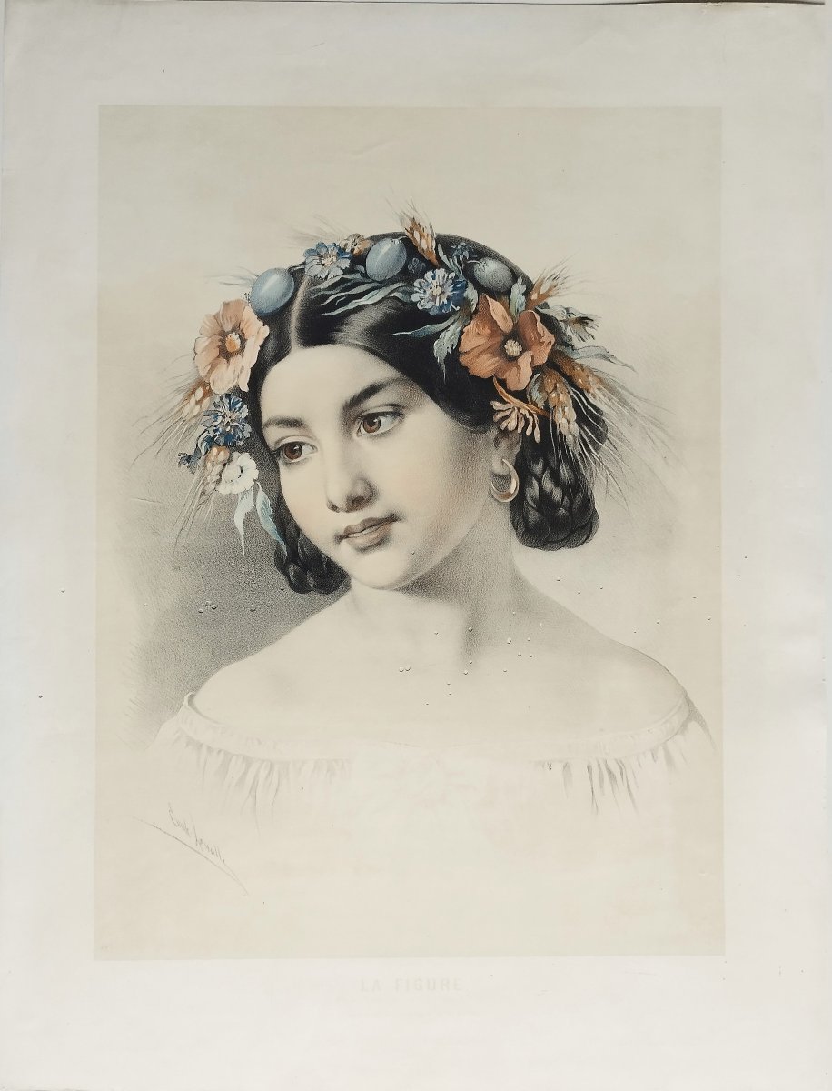 Creole Portrait Of A Woman, Lithograph, Lassalle, 19th Century-photo-3