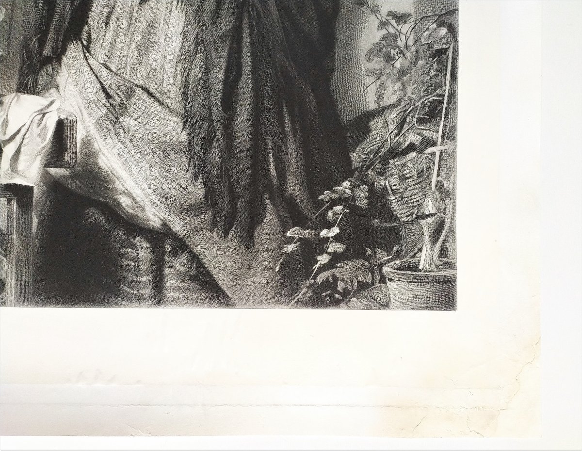 Engraving Saleswoman Of Flowers In London After Thomas Faed Etchibg 19th C Portrait Old Print-photo-4