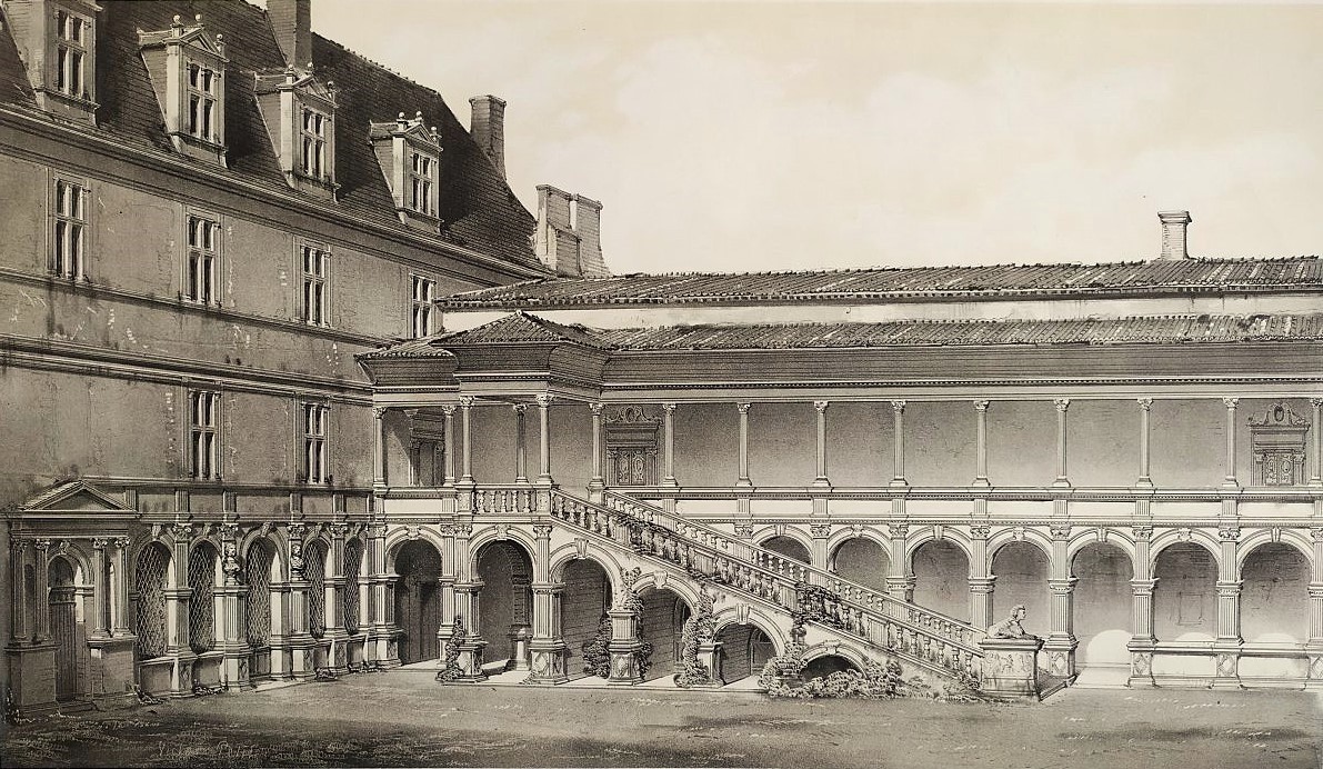   Architecture Lithograph By Victor Petit French Castle La Bastie-d'urfé 19th C Old Print-photo-4