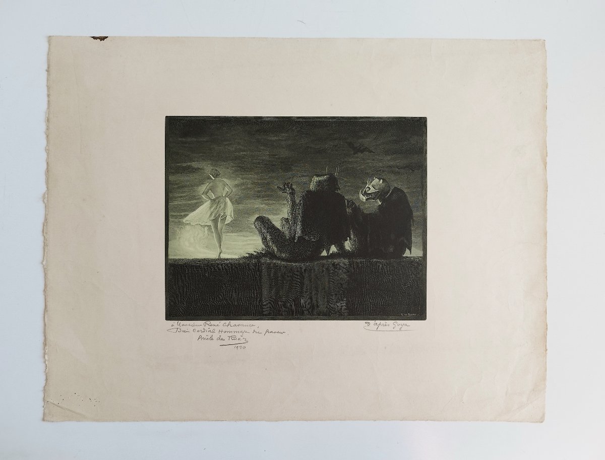 Emile Louis de Ruaz bois gravé d'après Goya 1920-photo-2