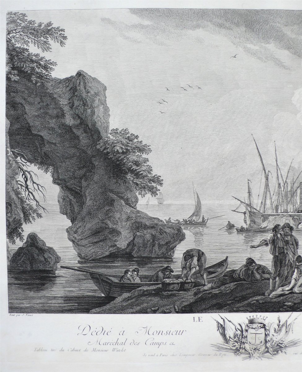 Etching  Seascape Engraving After Joseph Vernet 18th C Old Print-photo-3