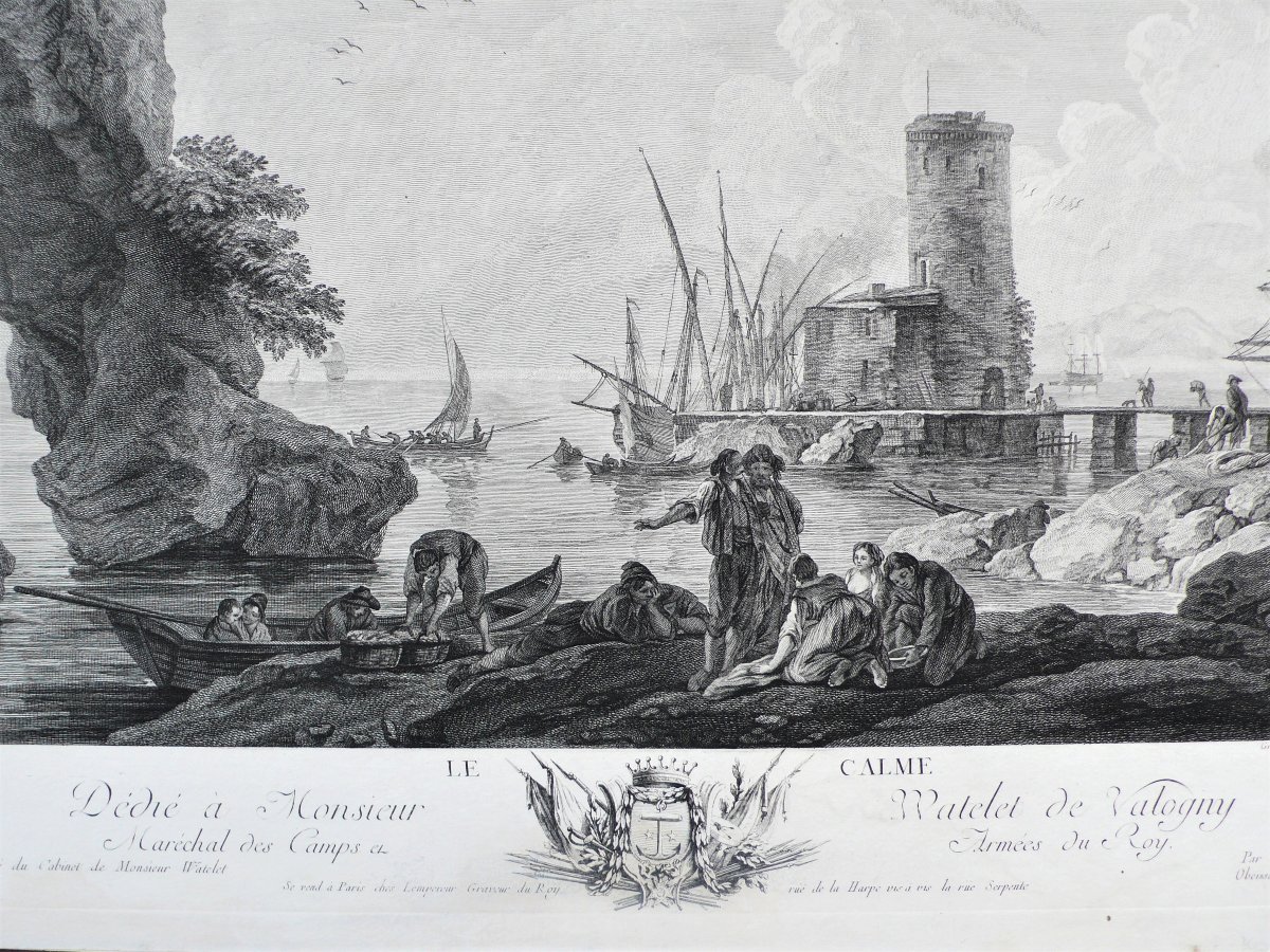 Etching  Seascape Engraving After Joseph Vernet 18th C Old Print-photo-4