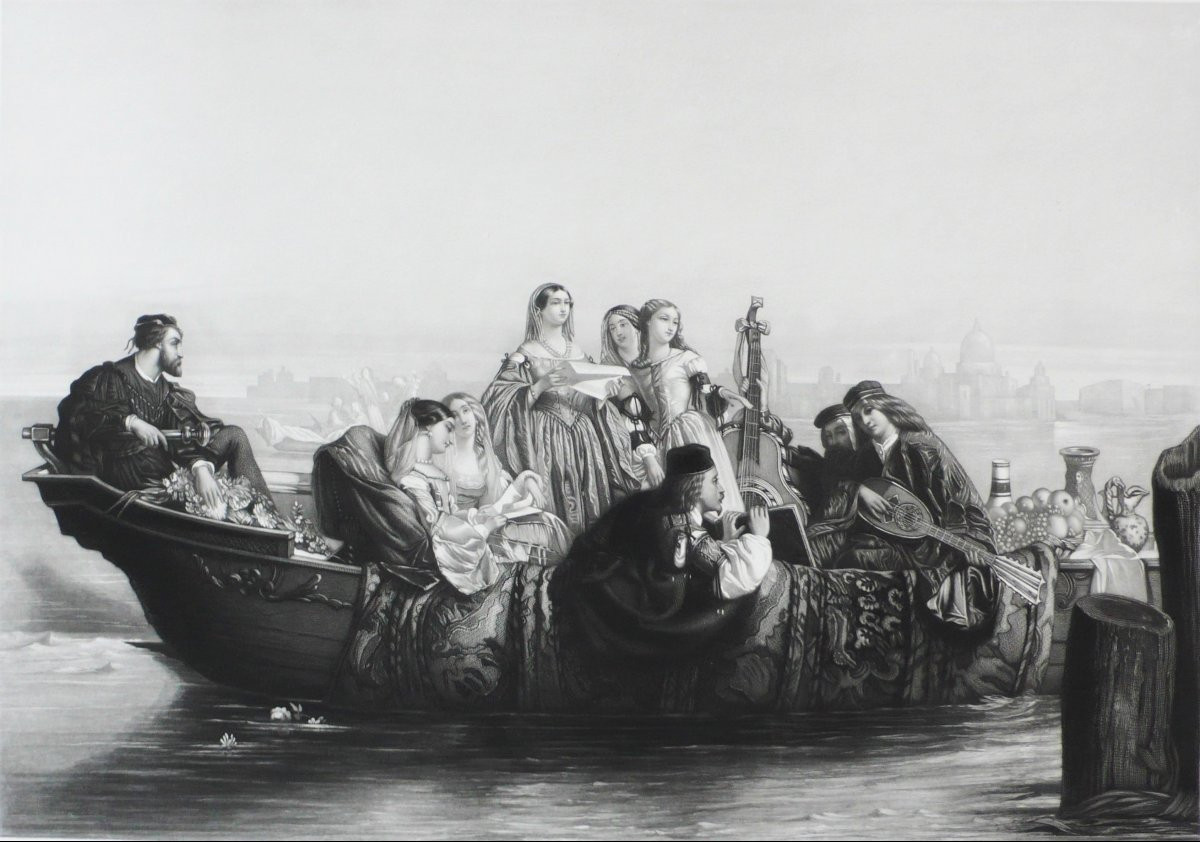 Etching Paul Veronese In Venice Italy Engraving After Pignerolle, 19th C Old Print-photo-2