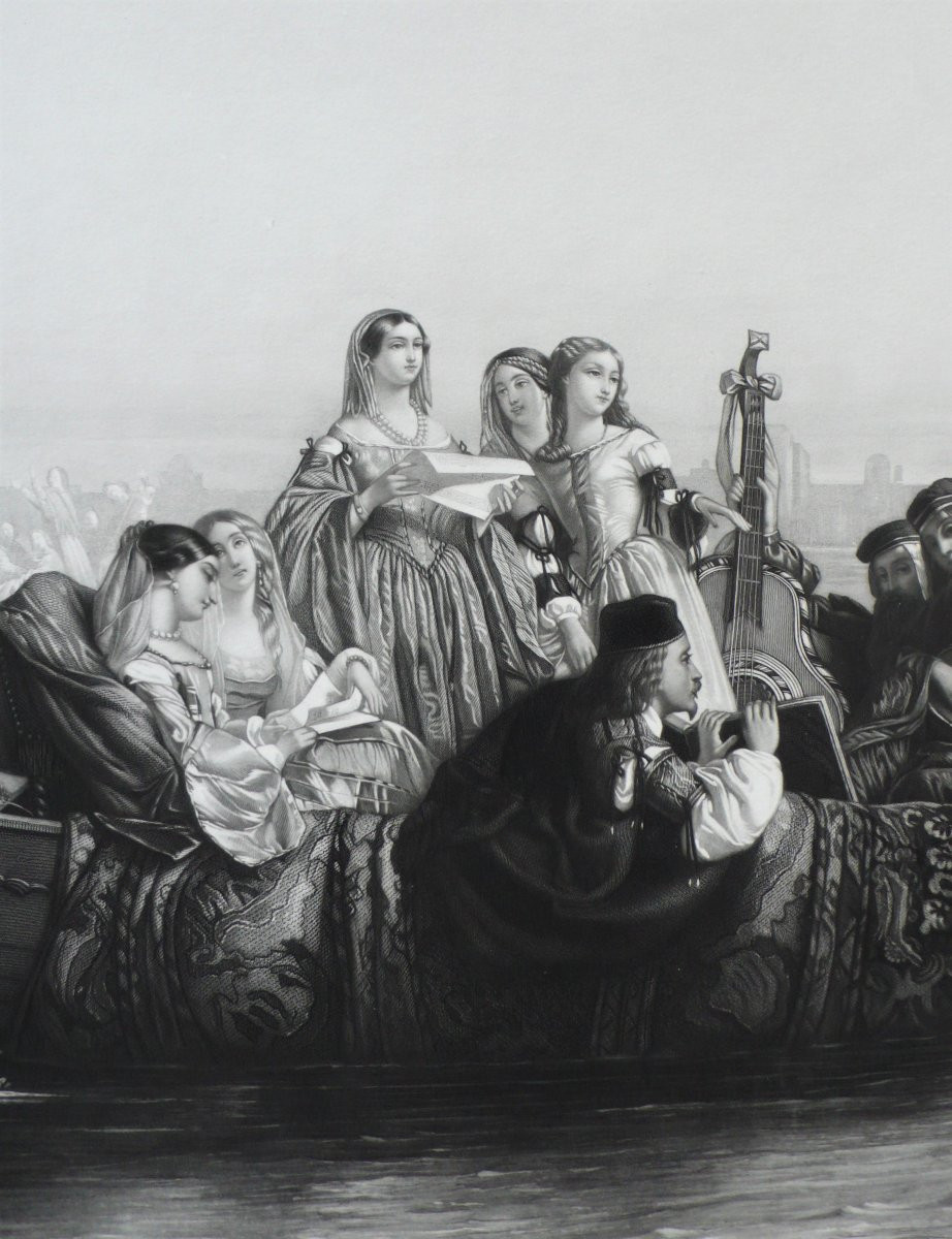 Etching Paul Veronese In Venice Italy Engraving After Pignerolle, 19th C Old Print-photo-1