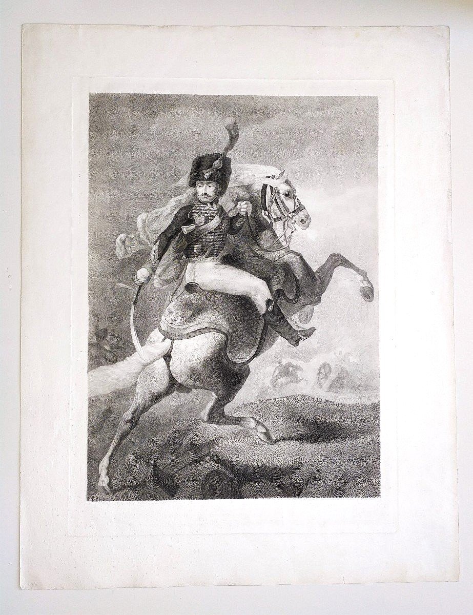 Rider Horse Engraving After Géricault 19th C Etching Old Print-photo-2