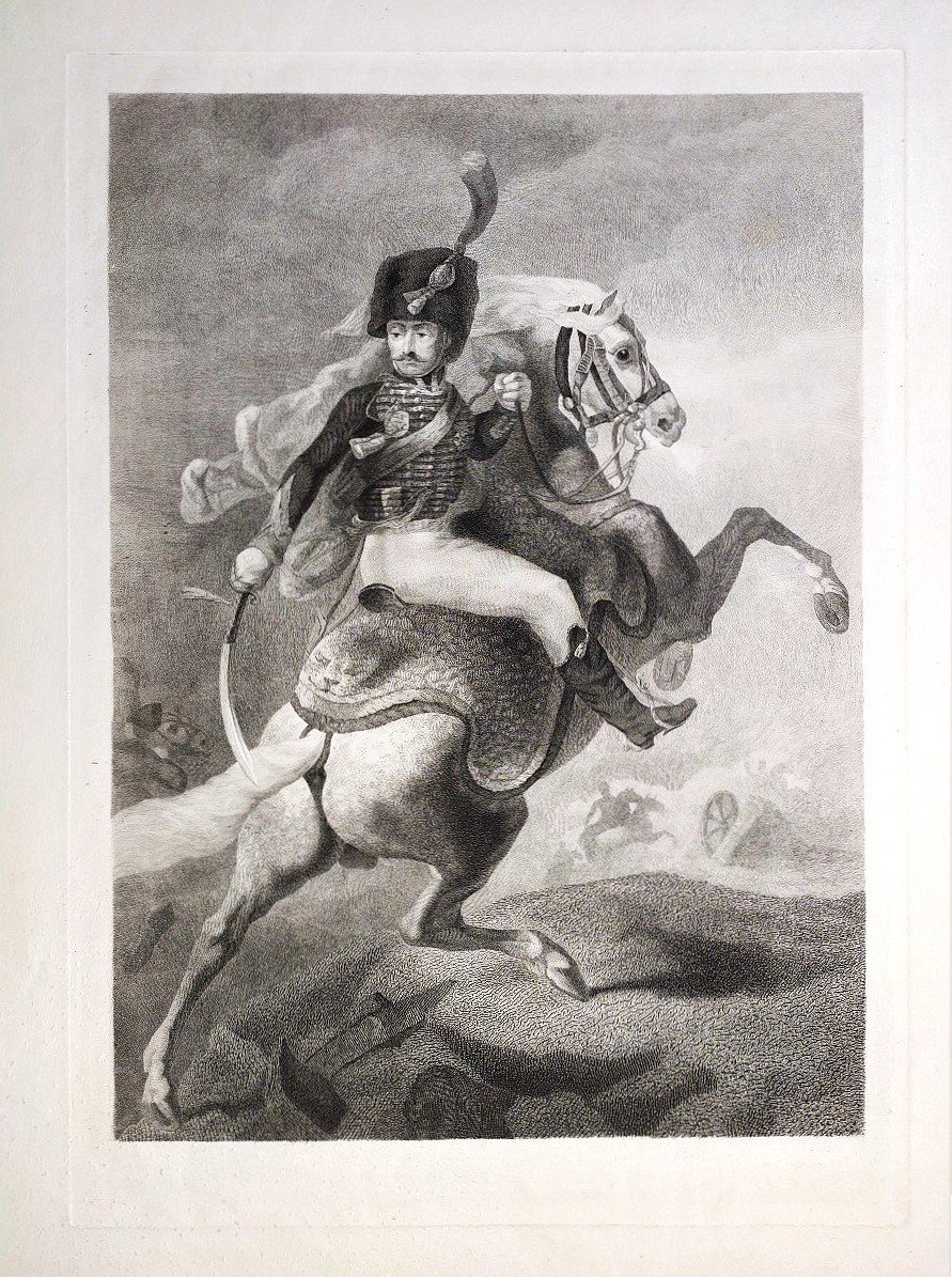 Rider Horse Engraving After Géricault 19th C Etching Old Print-photo-3