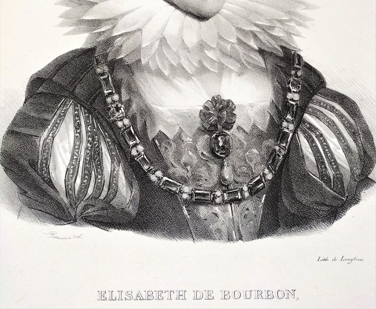 Lithographie d'Après Rubens par Langlumé Portrait d'Elisabeth De Bourbon 19ème-photo-1