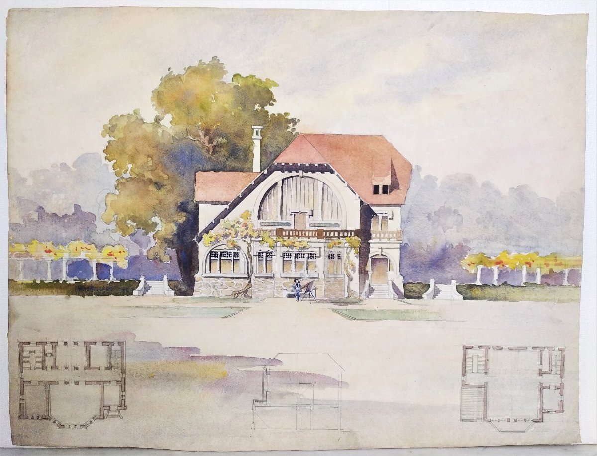  Aquarelle Dessin d'Architecture Maison Atelier d'Artiste-photo-2