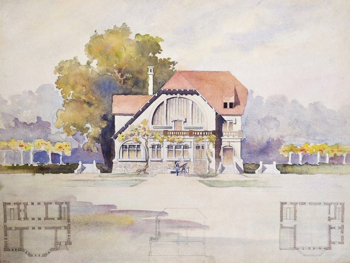  Aquarelle Dessin d'Architecture Maison Atelier d'Artiste-photo-3