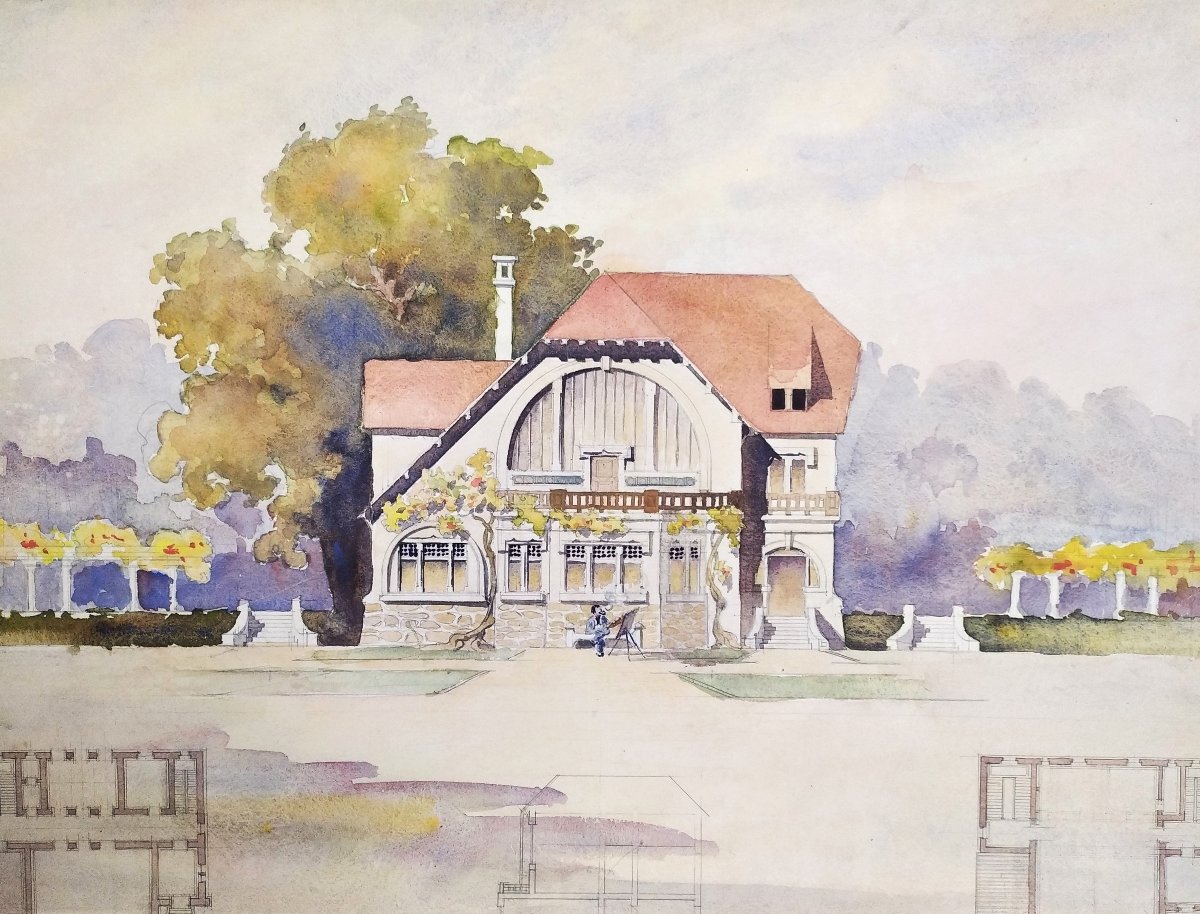  Aquarelle Dessin d'Architecture Maison Atelier d'Artiste-photo-4