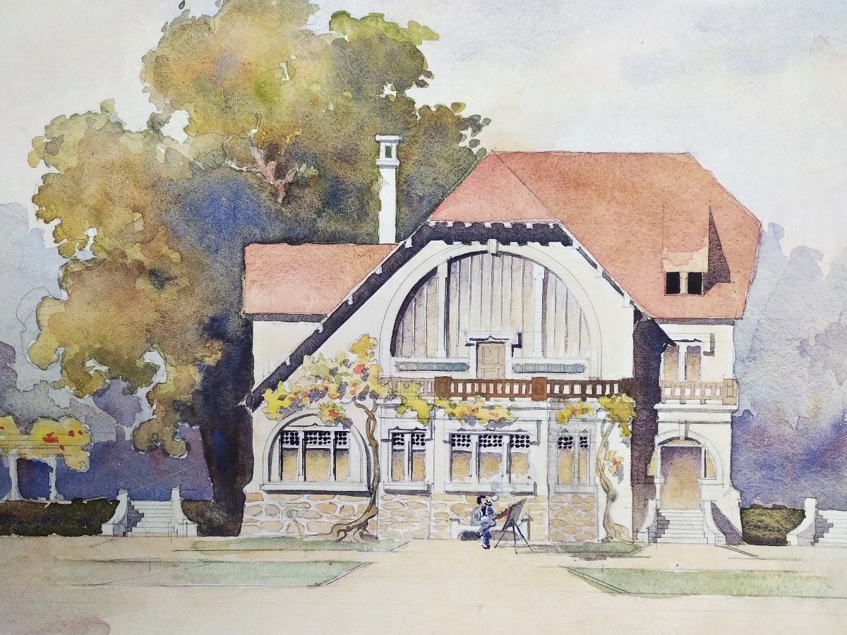  Aquarelle Dessin d'Architecture Maison Atelier d'Artiste-photo-1