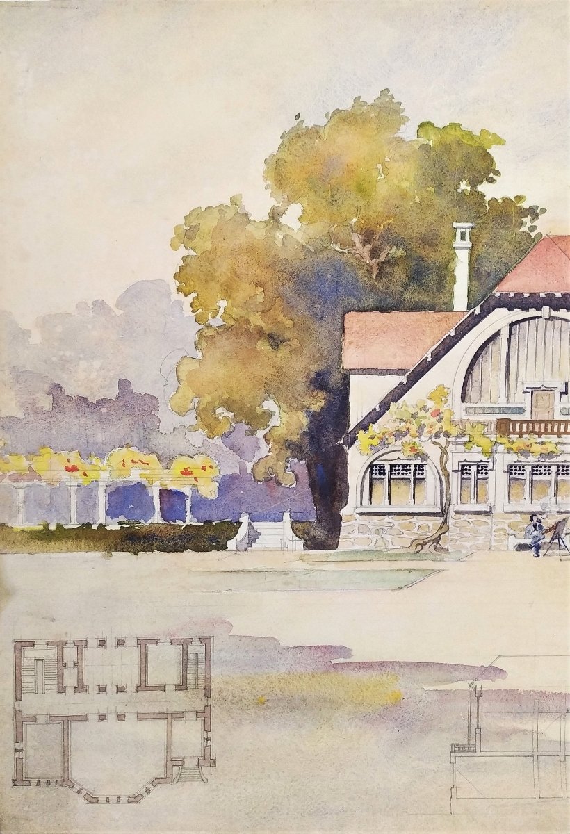  Aquarelle Dessin d'Architecture Maison Atelier d'Artiste-photo-2