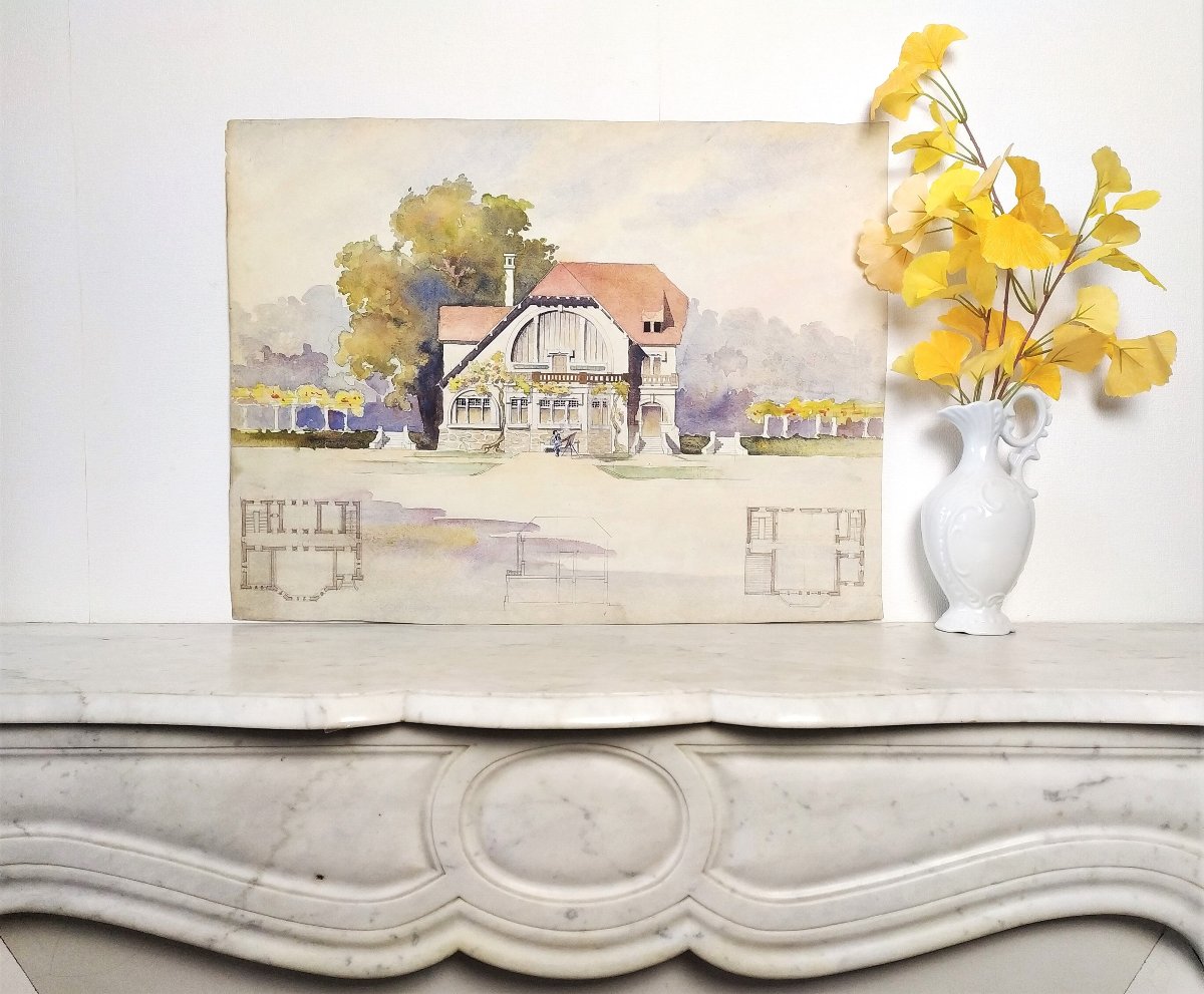  Aquarelle Dessin d'Architecture Maison Atelier d'Artiste-photo-3