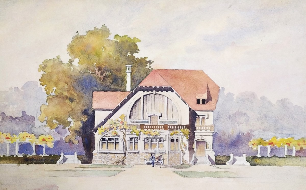  Aquarelle Dessin d'Architecture Maison Atelier d'Artiste